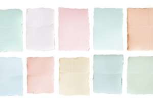 Collection of pastel-colored textured paper sheets arranged in a grid, showcasing soft hues ideal for backgrounds or creative projects. png