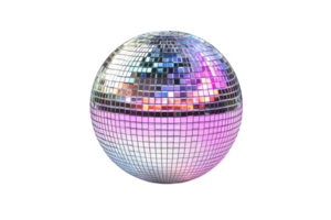 Colorful disco ball with reflective tiles creating a vibrant and dynamic light pattern, perfect for party and dance club themes. png