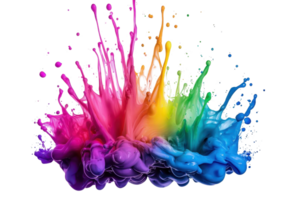 Colorful paint splash creating an artistic explosion of vibrant hues, capturing dynamic movement and vivid creativity. png