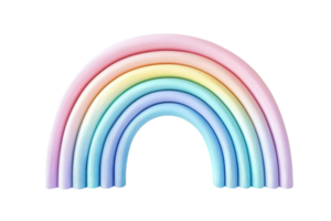 Colorful pastel rainbow with soft gradient arches on a transparent background. symbolizing diversity, hope, and positivity in a simple form. png