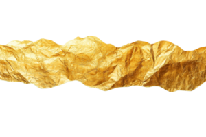 Close-up of crumpled golden foil showcasing texture and shine, ideal for backgrounds and design elements in luxury and creativity projects. png