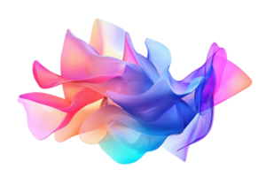 Colorful abstract art with fluid, flowing shapes in vibrant hues. A dynamic and modern digital illustration for creative projects. png