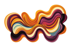 Colorful abstract wave with layered curves in vibrant orange, maroon, and yellow tones, creating a dynamic and flowing artistic pattern. png