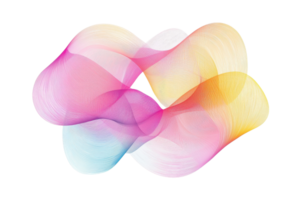 Colorful abstract digital art with vibrant wave-like shapes forming a dynamic flow, ideal for creative design projects and backgrounds. png