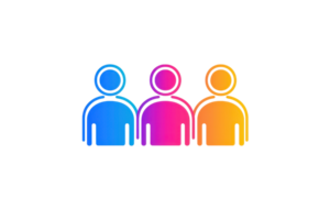 Colorful team icon in gradient design representing diversity, community, and collaboration in modern digital communication. png