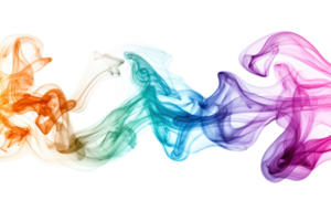 Colorful abstract smoke waves in a fluid motion against a transparent background. showcasing vibrant hues and ethereal beauty in a dynamic flow. png