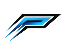 Dynamic blue and black geometric logo with sleek lines, perfect for technology, innovation, and digital transformation concepts. png