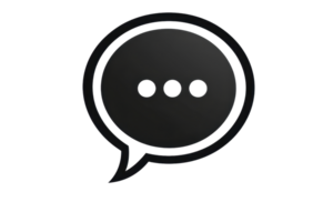 Elegant black 3D chat bubble icon symbolizing communication and messaging on a transparent background, perfect for digital projects. png