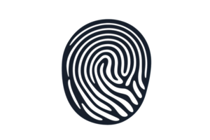 Detailed close-up of a human fingerprint showcasing unique patterns for security and identification purposes, highlighting innovation and technology. png