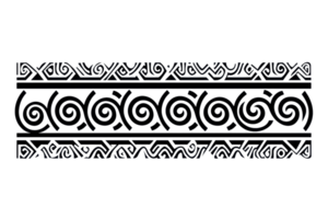 Elegant black ornamental border with symmetrical floral and swirl patterns, perfect for decorative design projects and artistic embellishments. png