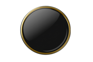 Elegant black button with a gold rim, perfect for website design, app interfaces, and digital projects. High-resolution image. png
