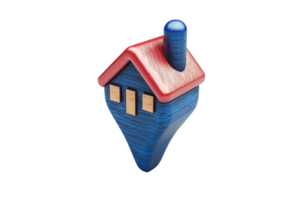 Colorful wooden home icon on transparent background. symbolizing real estate, housing, and creativity in design. png