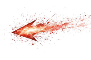 Dynamic red lightning bolt arrow breaking through, representing energy, power, and direction in an abstract digital artwork. png