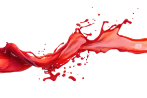 Dynamic splash of vibrant red liquid on a transparent background. creating an abstract and energetic visual effect. png