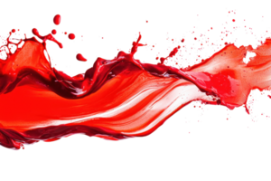 Dynamic splash of vibrant red liquid swirling in motion, isolated on transparent background. Perfect for creative, advertising, and design needs. png