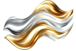 Elegant abstract metallic wave in gold and silver tones, showcasing luxury and modern design elements for creative backgrounds. png