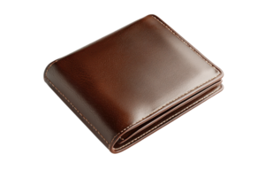 Elegant brown leather wallet isolated on a transparent background. Perfect for men seeking style and functionality in their everyday accessories. png