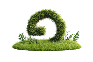 Eco-friendly symbol made of green grass shaped into a spiral, representing sustainability, nature, and environmental conservation. png