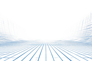 Digital abstract landscape with futuristic grid and wave patterns in blue and white, symbolizing modern technology and innovation. png