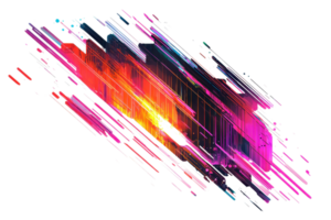Dynamic abstract digital art piece with vibrant colors and geometric shapes, perfect for modern design projects and creative inspiration. png