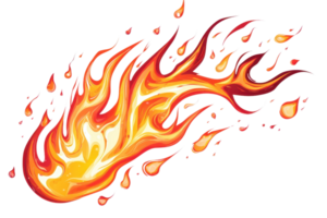 Dynamic illustration of a vibrant, flaming fireball with bright orange and yellow flames, showcasing energy and warmth in motion. png