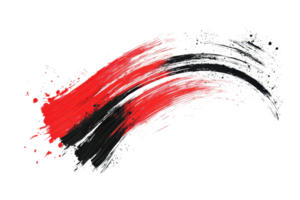 Dynamic red and black brush strokes on transparent background. perfect for abstract art and modern design projects. png