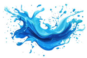 Dynamic splash of blue water captured in motion, showcasing fluidity and energy with vibrant color and realistic detail. png