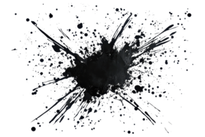 Dynamic black ink splash on transparent background. showcasing creativity and abstract art with fluid motion and bold expression. png