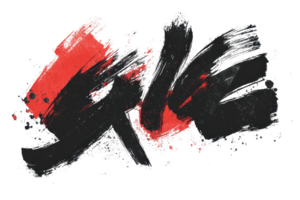 Dynamic graffiti art featuring bold red and black brushstrokes, embodying urban expression and creativity. Perfect for modern design projects. png