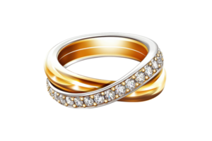 Elegant gold and diamond ring with intricate design, symbolizing luxury and commitment. Ideal for weddings, engagements, and special occasions. png