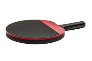 High-quality image of a black and red table tennis paddle isolated on a transparent background. perfect for sports and recreation projects. png