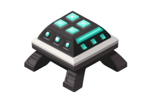 Futuristic sci-fi technology device with glowing elements and sleek design, ideal for digital, virtual, or gaming contexts. png