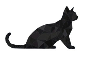 Geometric black cat silhouette with triangular shapes. Modern, abstract design perfect for creative projects and inspiring artwork. png
