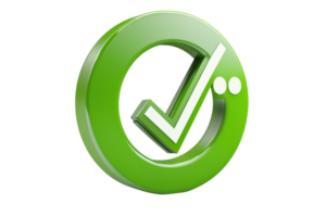 Green check mark symbol representing success, approval, or completion. Perfect for business and technology themes in modern designs. png
