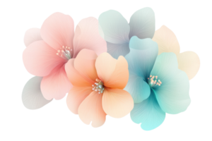 Elegant pastel flowers in soft hues blend seamlessly, creating a serene and calming floral arrangement perfect for any design project. png