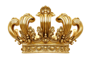 Elegant gold crown with intricate details, symbolizing royalty and luxury, set against a transparent background. for a regal and sophisticated look. png