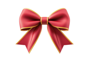 Elegant red ribbon bow with gold edges, perfect for gift decoration, festive occasions, and adding a touch of sophistication to any present. png