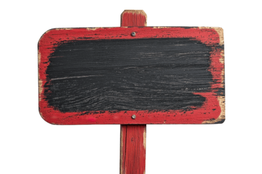 vuoto rustico di legno cartello con rosso confine, Perfetto per aggiungendo testo, sospeso su un' di legno inviare isolato su trasparente sfondo. png