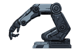 Futuristic robotic arm with intricate design, showcasing advanced technology and sleek metallic structure in a neutral background. png