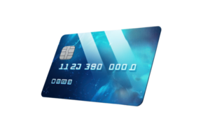 Futuristic credit card with digital design displaying numbers and holographic elements. Ideal for technology, finance, and innovation themes. png