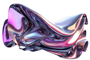 Futuristic abstract shape with iridescent gradients and smooth curves, evoking modern art and digital innovation in stunning colors. png