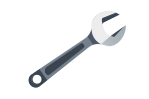 Illustration of a metal wrench with a dark handle on a transparent background. symbolizing repair and maintenance tools in engineering and mechanics. png