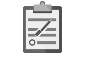Illustrated clipboard and pencil icon, symbolizing writing, note-taking, and documentation for digital use and design projects. png