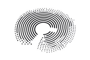 Intricate circular illustration with diverse symbols, lines, and icons, creating a mesmerizing spiral pattern on a transparent background. png
