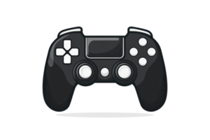 Illustration of a black gaming controller with various buttons and joysticks, isolated on a transparent background. ideal for gaming-themed designs. png