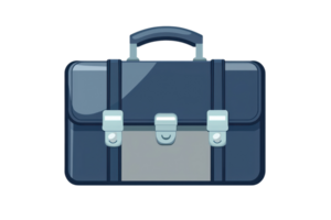 Illustration of a sleek, modern briefcase with metal clasps, perfect for business presentations and professional use. png