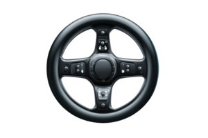 High-quality image of a modern gaming steering wheel, ideal for racing simulation setups and virtual driving experiences. png