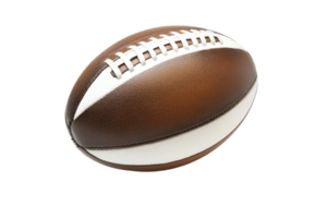High-quality image of an American football, isolated on a transparent background. Perfect for sports-related projects and designs. png