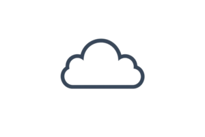 Minimalistic cloud icon on a transparent background, representing cloud storage or online services in a simple black outline design. png