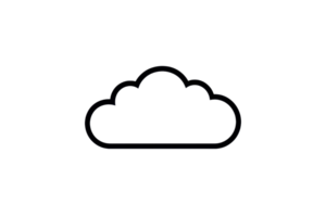 Minimalist black outline of a cloud icon on a transparent background, perfect for web design and weather application layouts. png